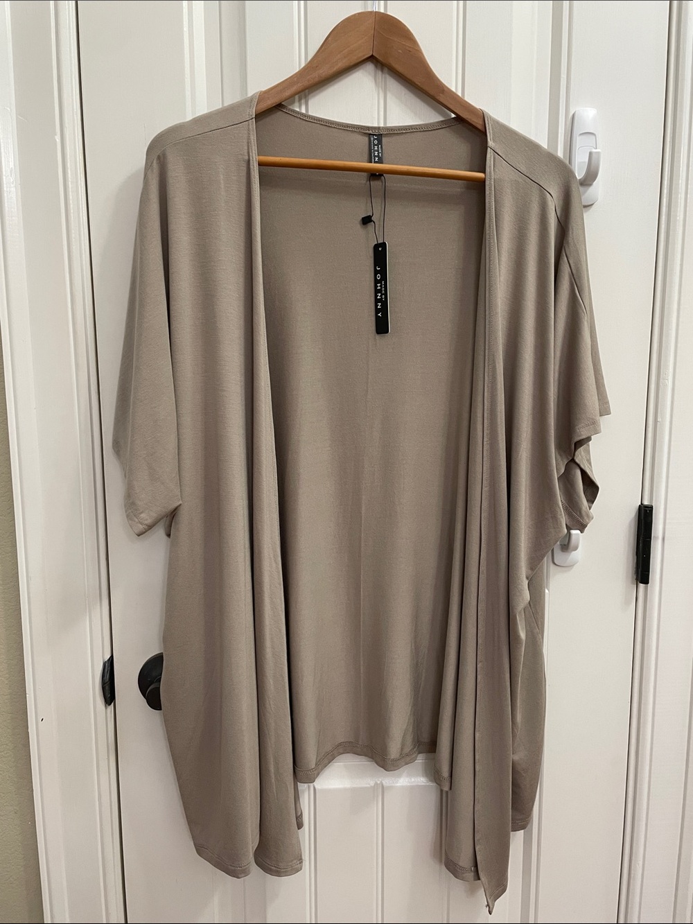 JOHNNY Light Taupe Open-Front Women's Lightweight Cardigan Size Large